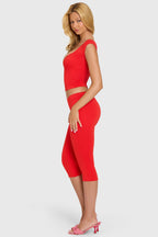 Chic Modal Capri Leggings in Cherry