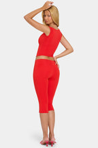Chic Modal Capri Leggings in Cherry