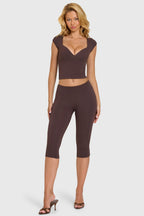 Chic Modal Capri Leggings in Chocolate