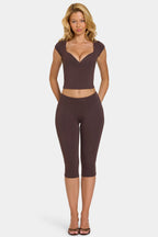 Chic Modal Capri Leggings in Chocolate