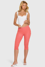 Chic Modal Capri Leggings in Red Gingham