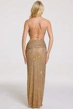 Chic Embellished Maxi Dress in Gold