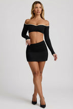 Chic Modal Asymmetric-Waist Mini Skirt in Black