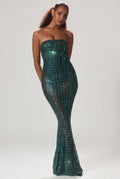Chic Embellished Strapless Gown in Emerald Green