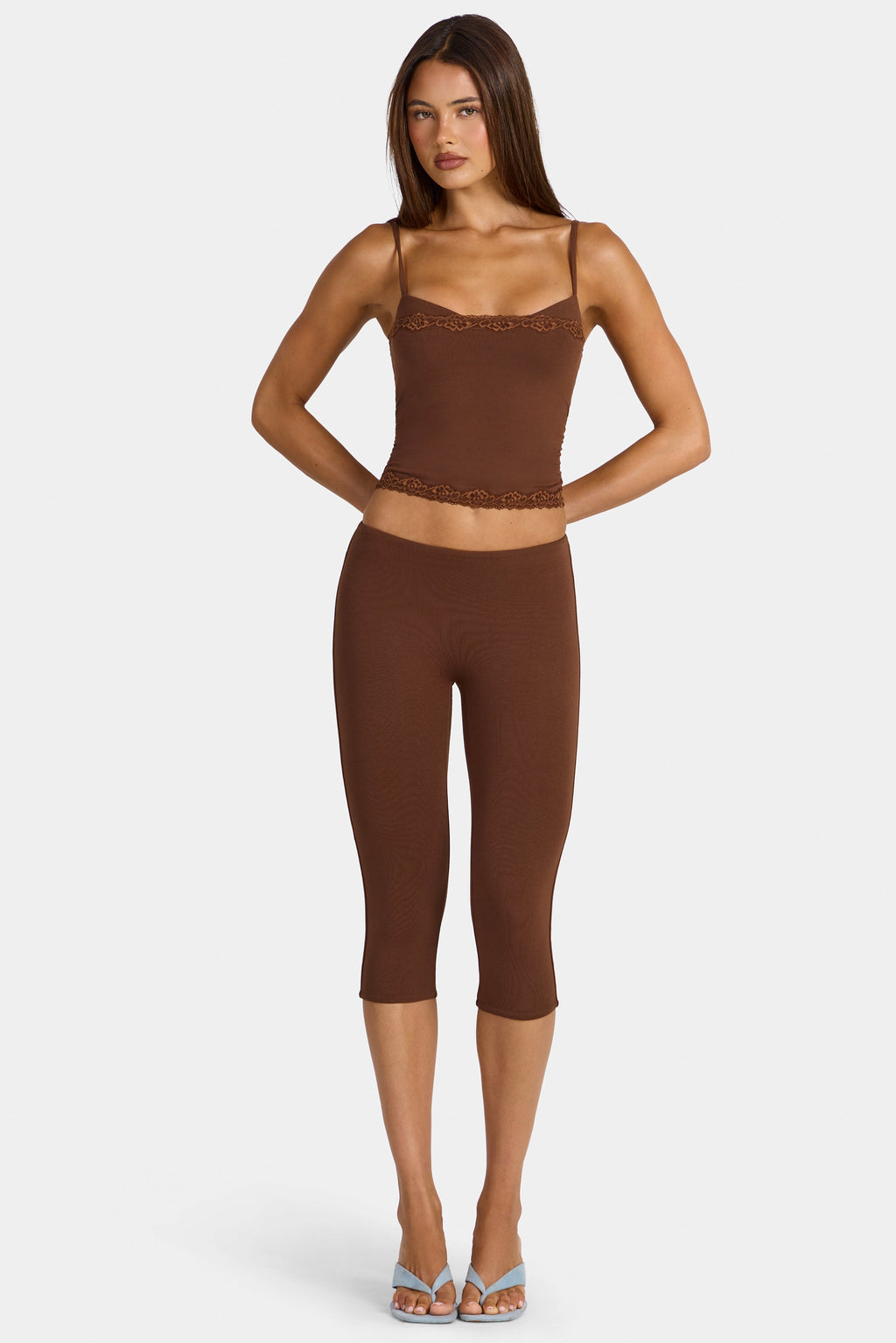 Chic Modal Capri Leggings in Cocoa Brown