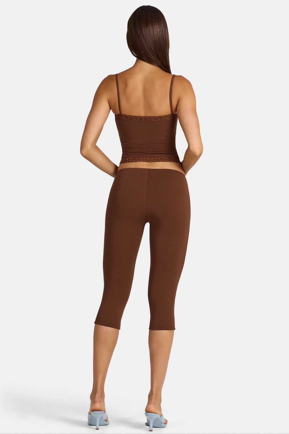 Chic Modal Capri Leggings in Cocoa Brown