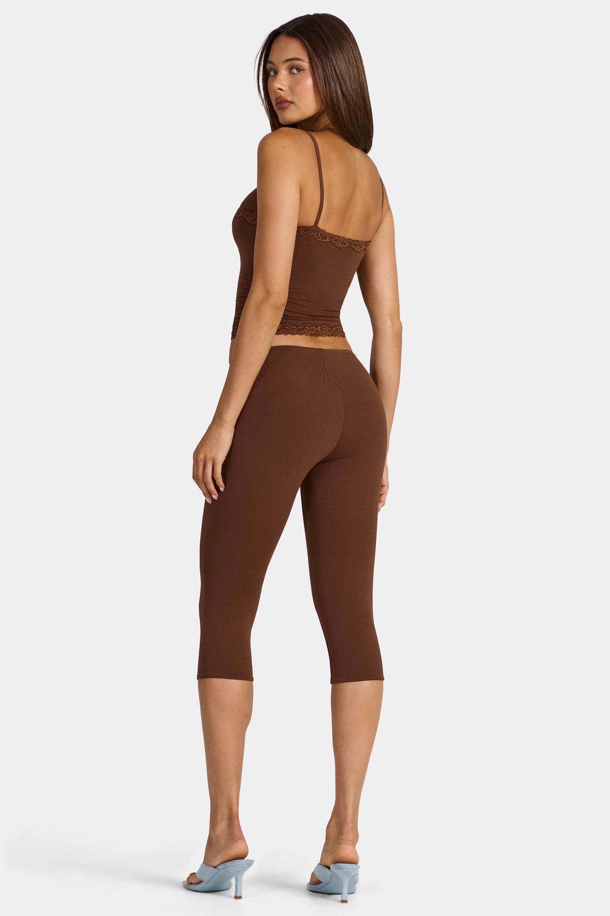 Chic Modal Capri Leggings in Cocoa Brown