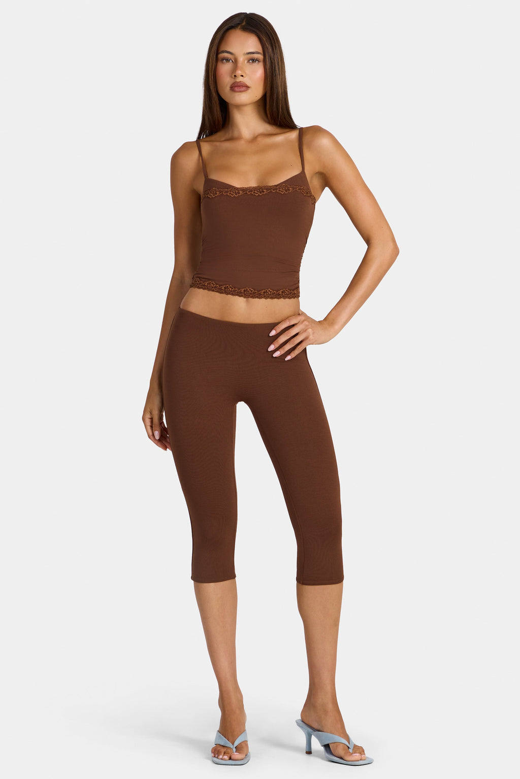 Chic Modal Capri Leggings in Cocoa Brown