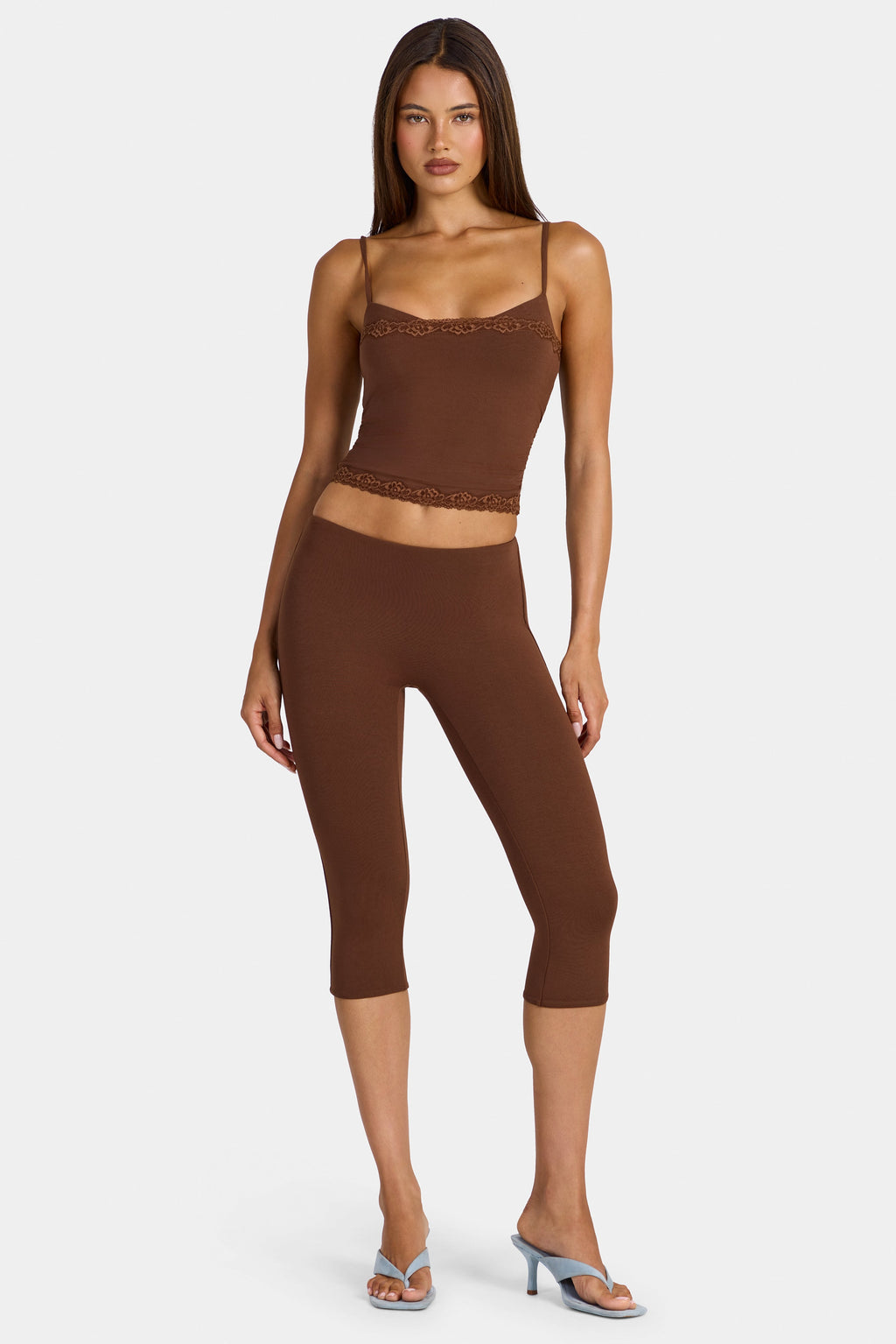 Chic Modal Capri Leggings in Cocoa Brown