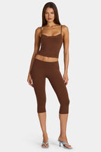 Chic Modal Capri Leggings in Cocoa Brown