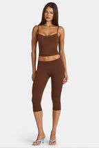 Chic Modal Capri Leggings in Cocoa Brown