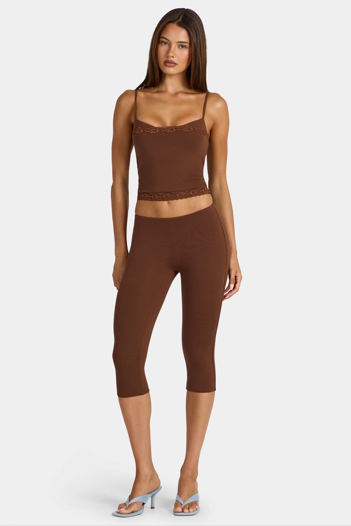 Chic Modal Capri Leggings in Cocoa Brown