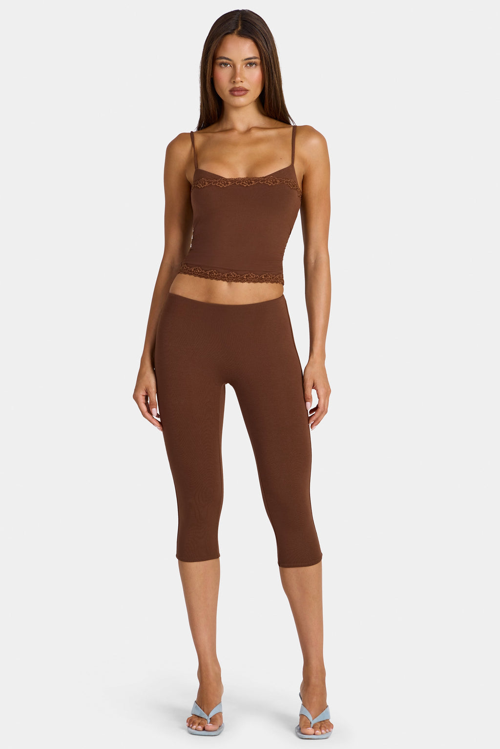 Chic Modal Capri Leggings in Cocoa Brown