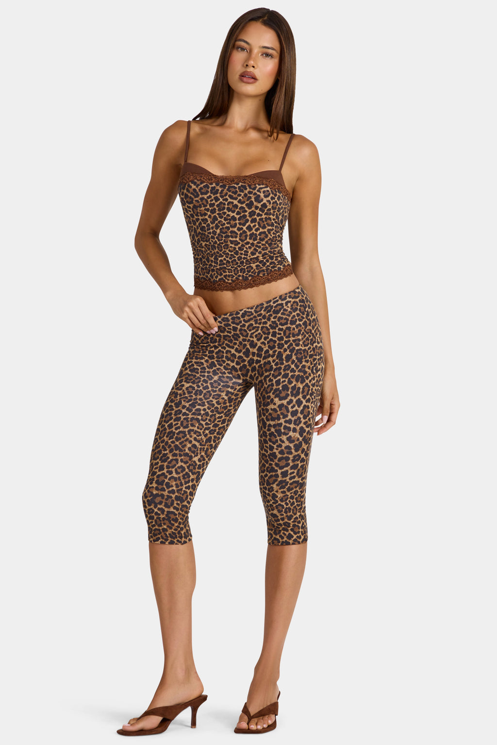Chic Modal Capri Leggings in Leopard