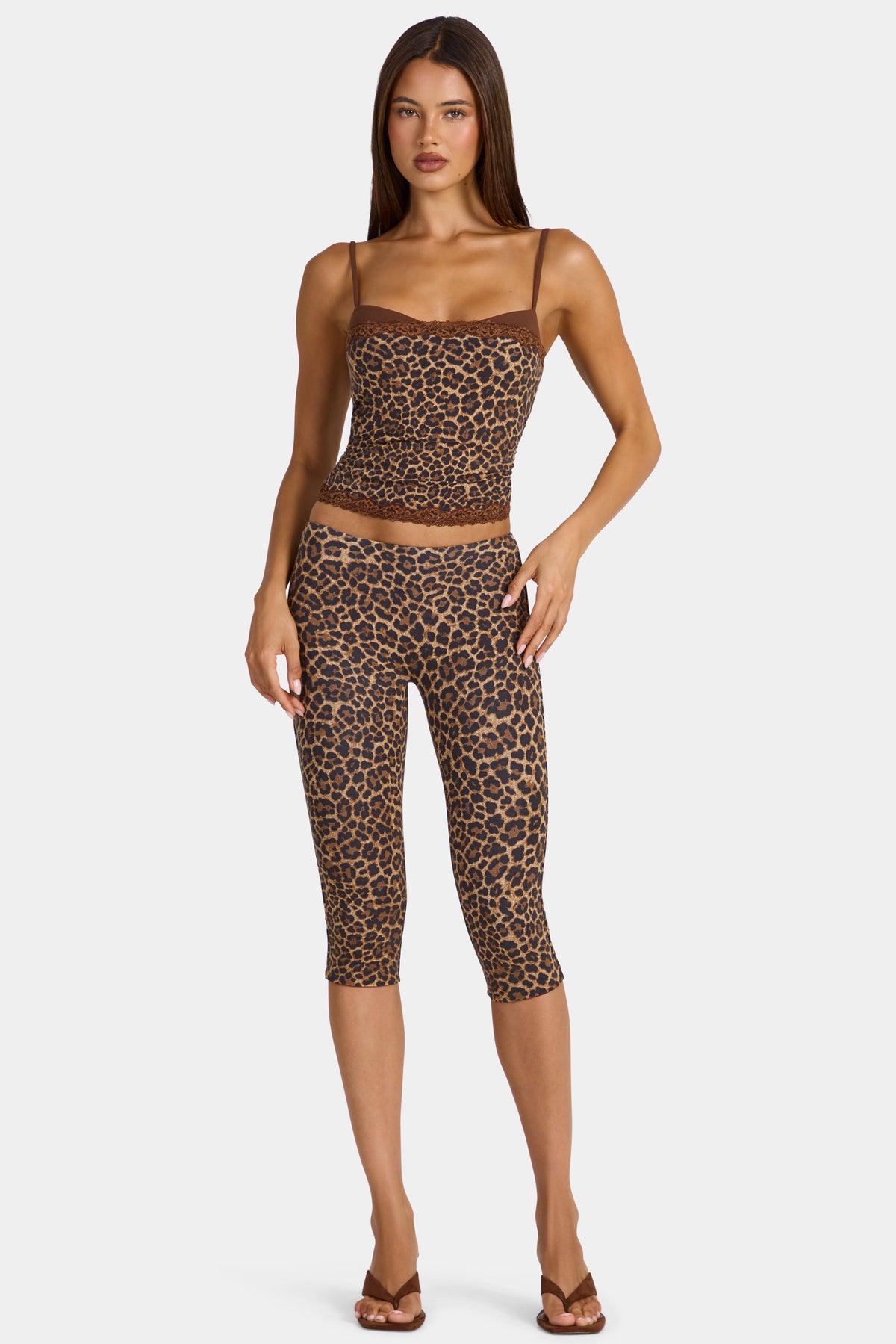 Chic Modal Capri Leggings in Leopard