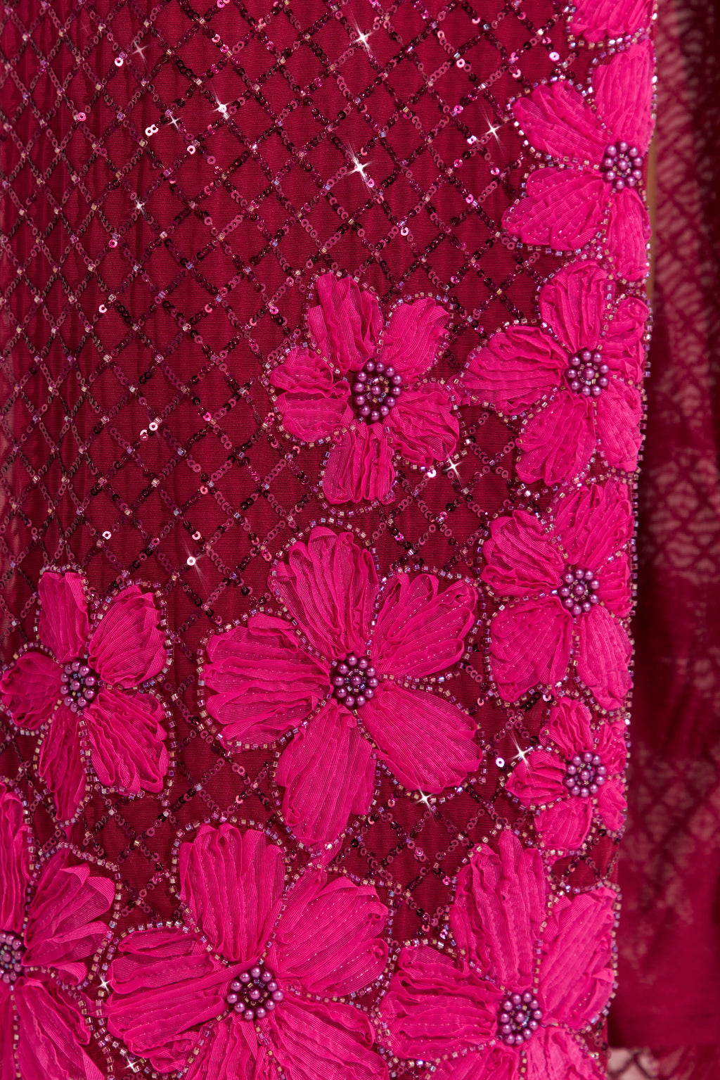 Chic Embellished Square-Neck Maxi Dress in Cranberry
