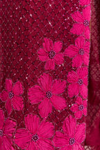 Chic Embellished Square-Neck Maxi Dress in Cranberry