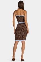 Chic Lace-Trim Low-Rise Midi Skirt in Leopard