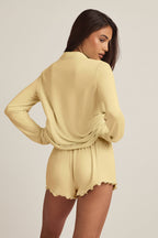 Chic Modal Long-Sleeve Pyjama Top in Pastel Yellow