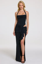 Chic Halterneck Maxi Dress in Black