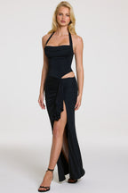 Chic Halterneck Maxi Dress in Black