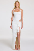 Chic Halterneck Maxi Dress in Pearl