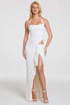 Chic Halterneck Maxi Dress in Pearl