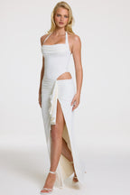 Chic Halterneck Maxi Dress in Pearl