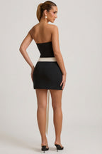 Chic Strapless Bow-Detail A-Line Mini Dress in Black