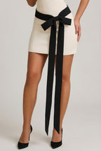 Chic Strapless Bow-Detail A-Line Mini Dress in Ivory