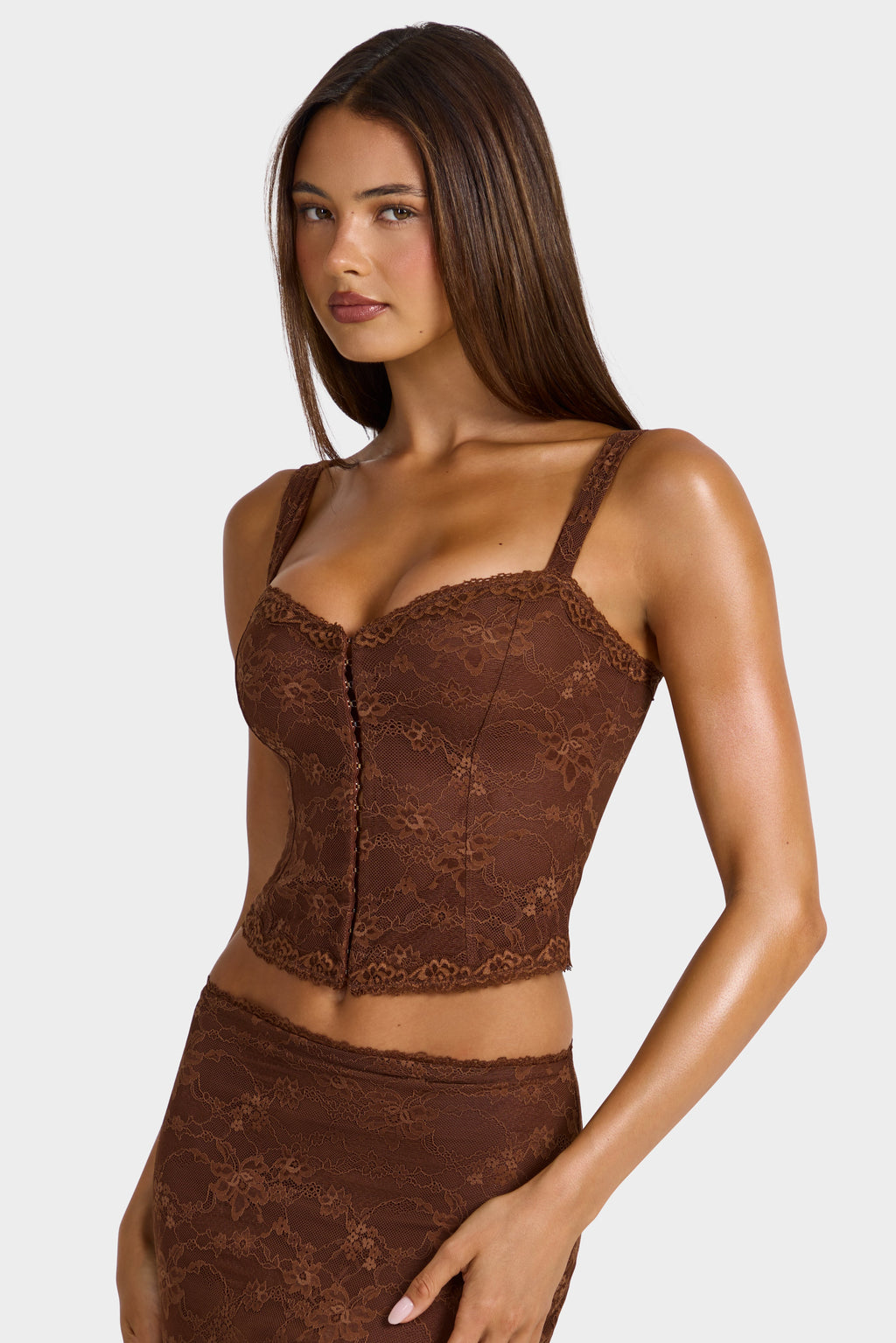 Chic Lace Cami Top in Cocoa Brown
