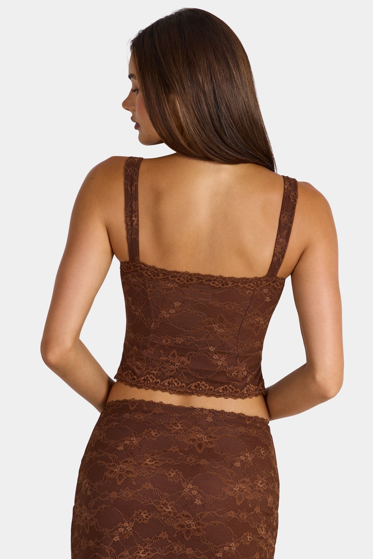 Chic Lace Cami Top in Cocoa Brown