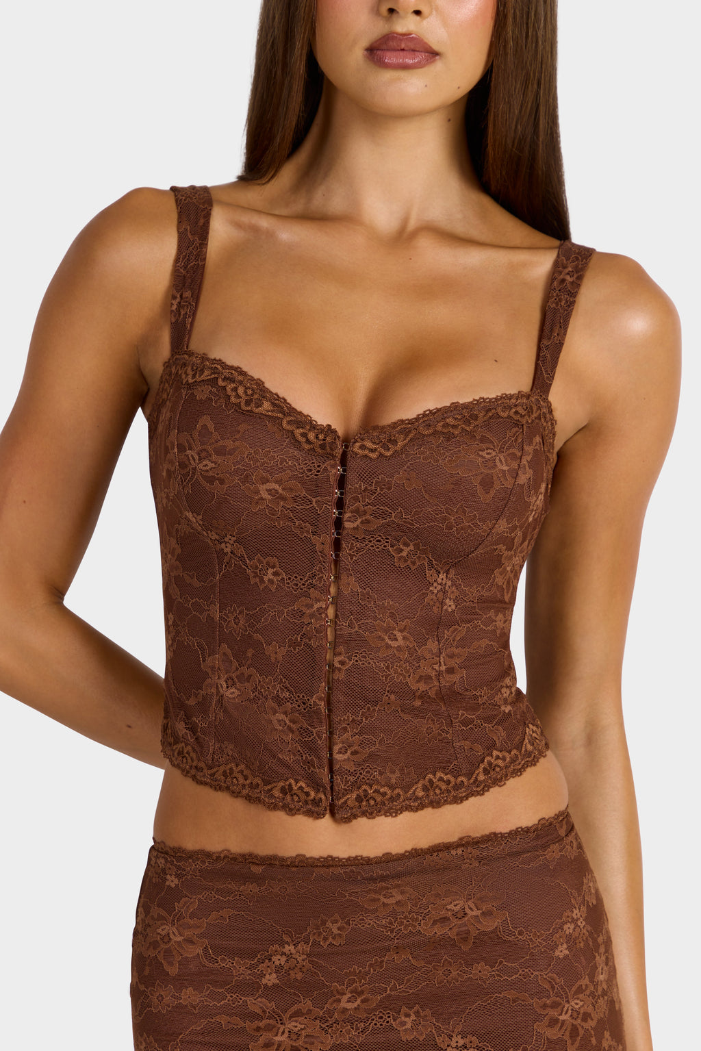 Chic Lace Cami Top in Cocoa Brown