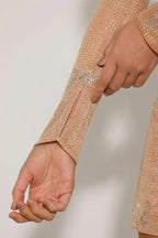 Chic Embellished Mid-Rise A-Line Mini Skirt in Almond