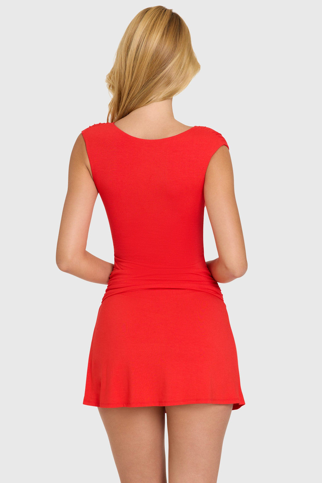 Chic Modal Wrap Mini Dress in Cherry
