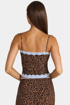 Chic Lace-Trim Cami Top in Leopard