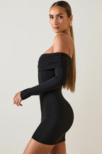 Chic Modal Off-Shoulder Mini Dress in Black