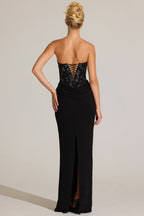 Chic Embellished Corset Maxi Dress in Black