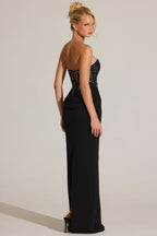 Chic Embellished Corset Maxi Dress in Black