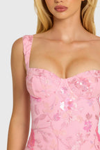 Chic Embellished Bodycon Mini Dress in Blossom