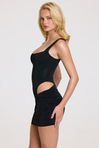 Chic Square-Neck Mini Dress in Black