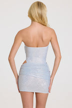 Chic Embellished Mini Dress in Pearl