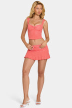 Chic Modal Mid-Rise Skort in Red Gingham