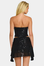 Chic Embellished Draped Corset Top in Black