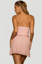 Chic Embellished Draped Corset Top in Lavender Pink