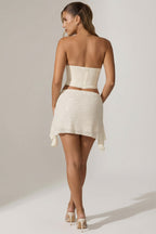 Chic Embellished Draped Corset Top in White