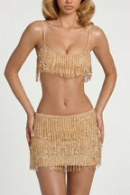 Chic Fringed Bralette in Gold