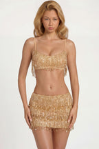 Chic Fringed Bralette in Gold