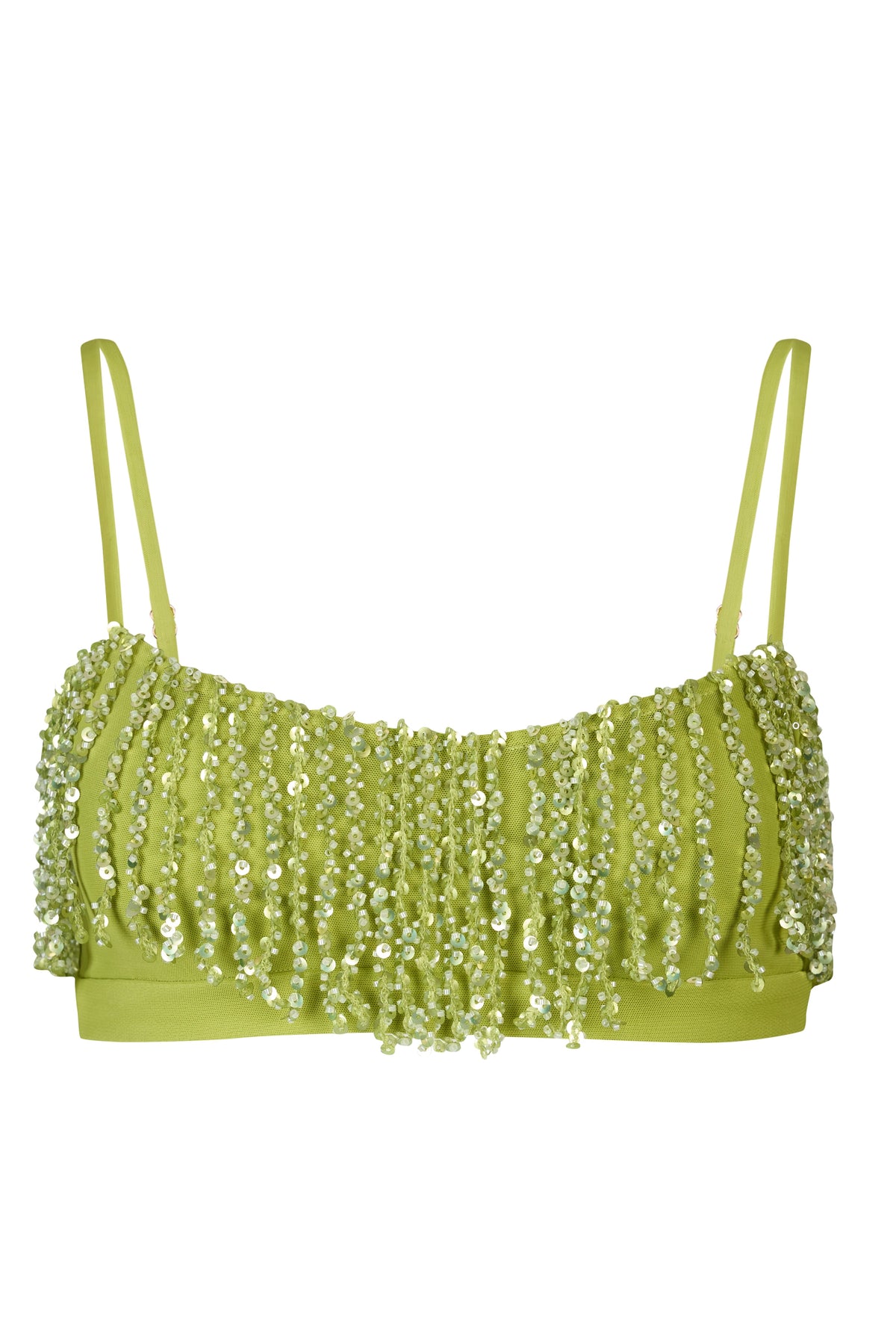 Chic Fringed Bralette in Olive