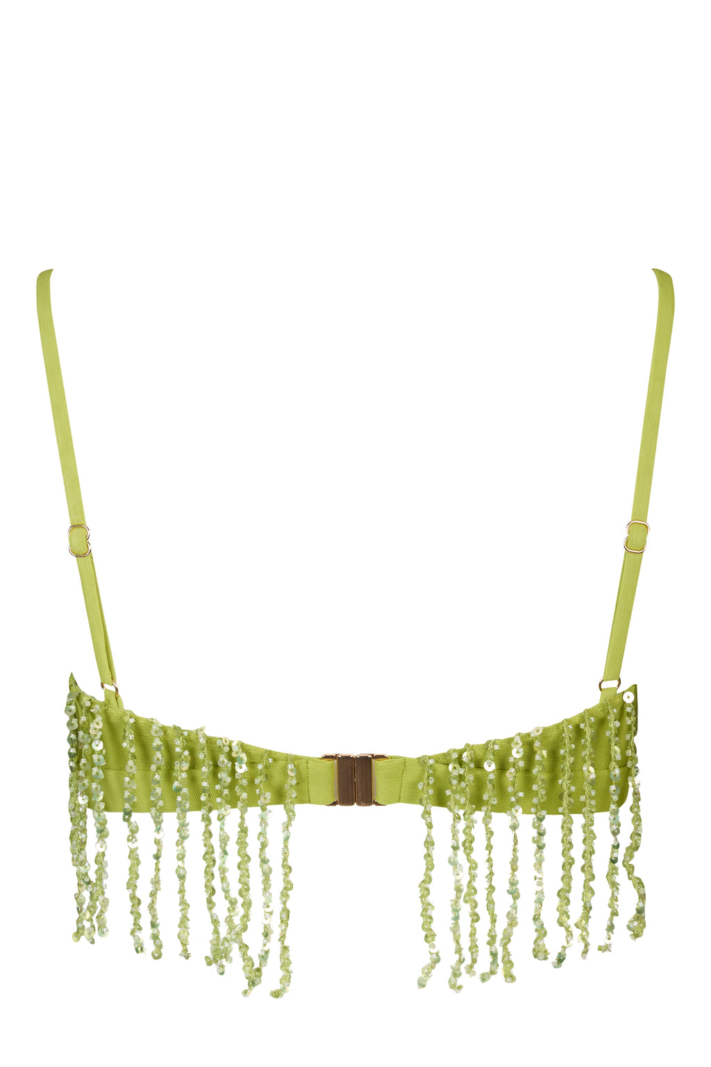 Chic Fringed Bralette in Olive